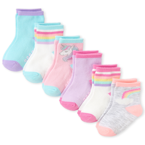 

s Toddler Rainbow Midi Socks 6-Pack - Pink - The Children's Place