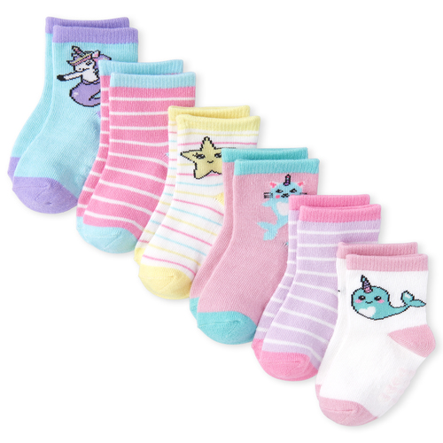 

s Toddler Narwhal Striped Midi Socks 6-Pack - Multi - The Children's Place