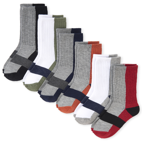 

s Boys Striped Cushioned Crew Socks 6-Pack - Multi - The Children's Place