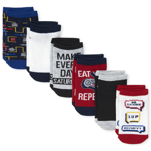 

Boys Boys Video Game Ankle Socks 6-Pack - Gray - The Children's Place