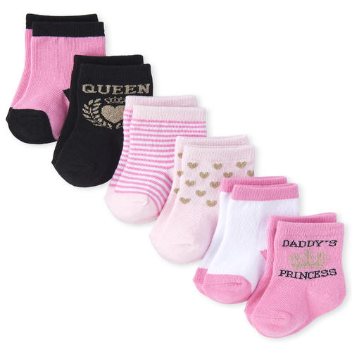 

Newborn Baby Glitter Queen Midi Socks 6-Pack - Pink - The Children's Place
