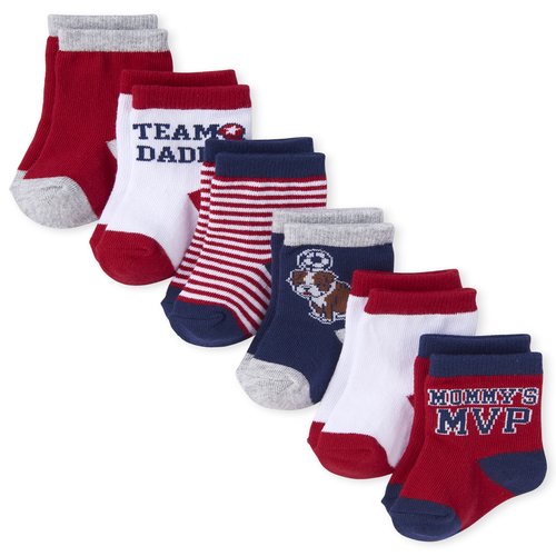 

Newborn Baby Boys Mvp Midi Socks 6-Pack - Red - The Children's Place