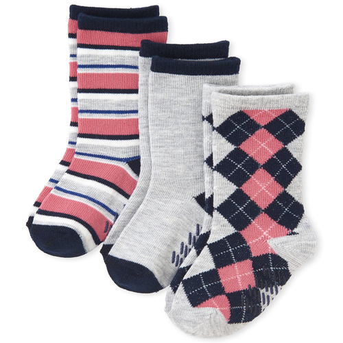 

s Toddler Boys Argyle Matching Crew Socks 3-Pack - Pink - The Children's Place