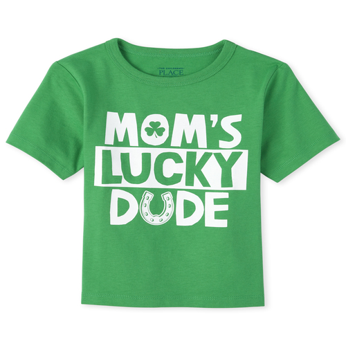 

s Baby And Toddler Boys Mom's Lucky Dude Graphic Tee - Green T-Shirt - The Children's Place
