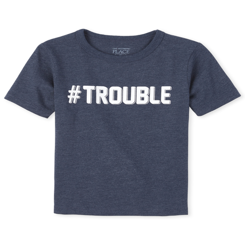 

s Baby And Toddler Boys Dad And Me Trouble Matching Graphic Tee - Blue T-Shirt - The Children's Place