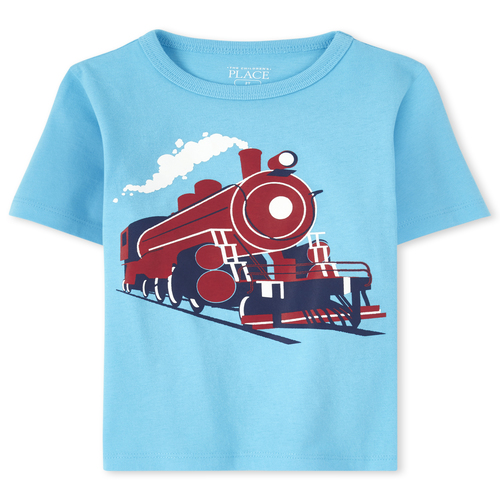 

s Baby And Toddler Boys Train Graphic Tee - Blue T-Shirt - The Children's Place