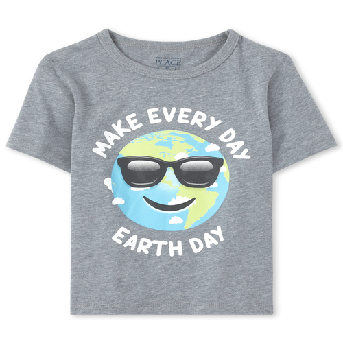 

s Baby And Toddler Boys Earth Day Matching Graphic Tee - Gray T-Shirt - The Children's Place