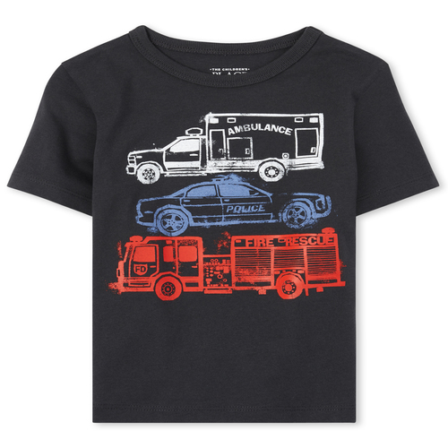 

s Baby And Toddler Boys Fire Truck Graphic Tee - Gray T-Shirt - The Children's Place