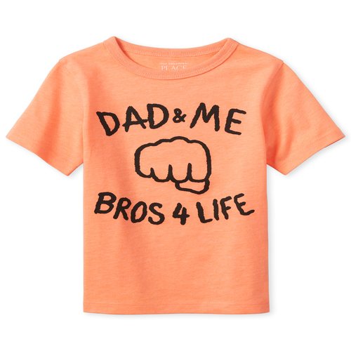 

s Baby And Toddler Boys Dad And Me Bros Graphic Tee - Orange T-Shirt - The Children's Place