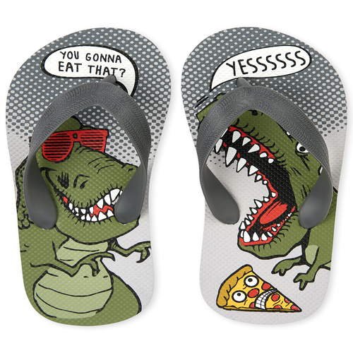 

s Boys Dino Pizza Flip Flops - Gray - The Children's Place