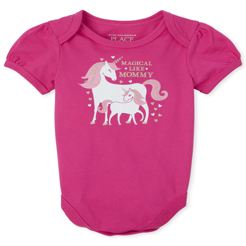 

s Baby Mom Unicorn Matching Graphic Bodysuit - Pink - The Children's Place