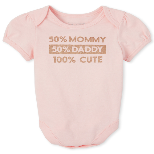 

s Baby Glitter Mommy And Daddy Graphic Bodysuit - Pink - The Children's Place