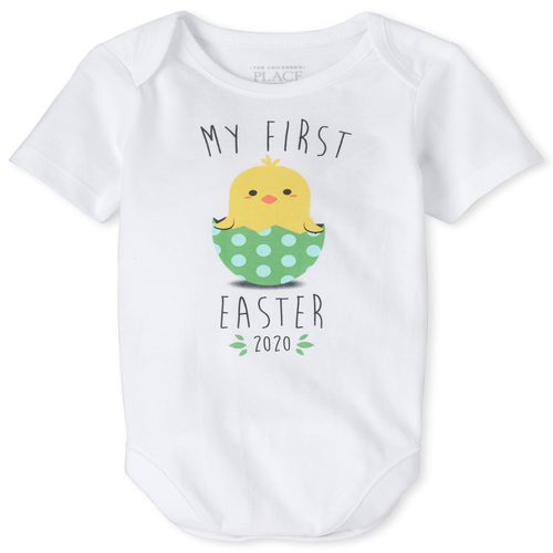 

s Unisex Baby My First Easter Graphic Bodysuit - White - The Children's Place