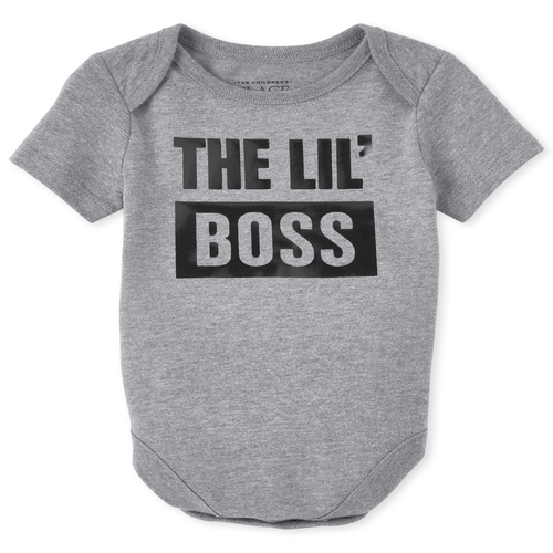 

s Unisex Baby Matching Family Boss Graphic Bodysuit - Gray - The Children's Place