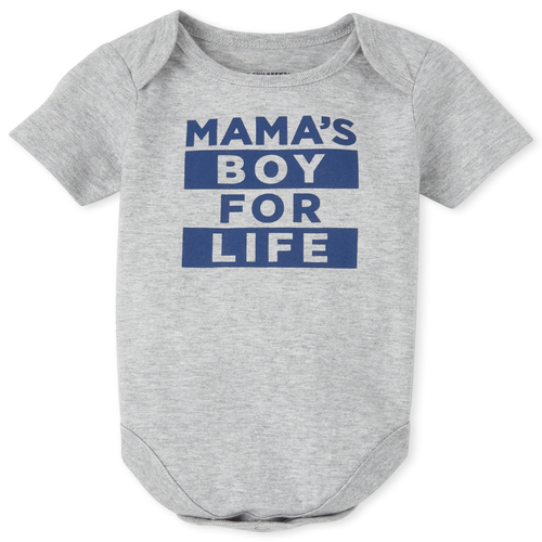 

Newborn Baby Boys Mama's Boy Graphic Bodysuit - Gray - The Children's Place