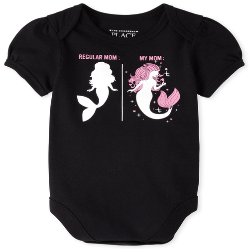

s Baby Mommy And Me Glitter Mom Mermaid Matching Graphic Bodysuit - Black - The Children's Place