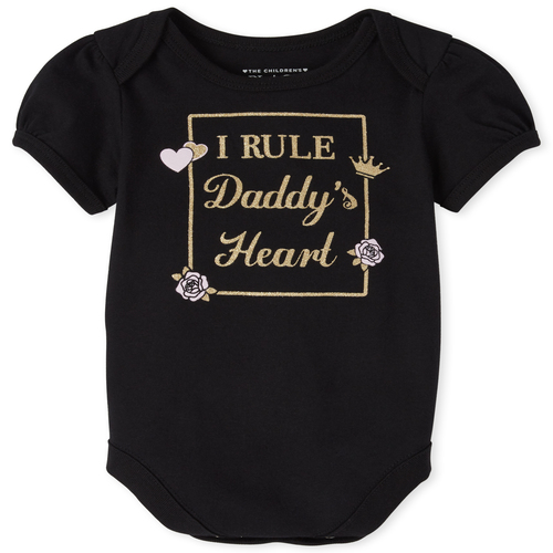 

s Baby Glitter Daddy's Heart Graphic Bodysuit - Black - The Children's Place