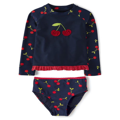 

s Rashguard Swimsuit - Very Cherry - Blue - The Children's Place