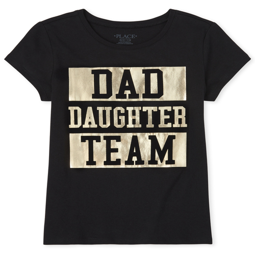 

s Matching Family Foil Team Graphic Tee - Black T-Shirt - The Children's Place