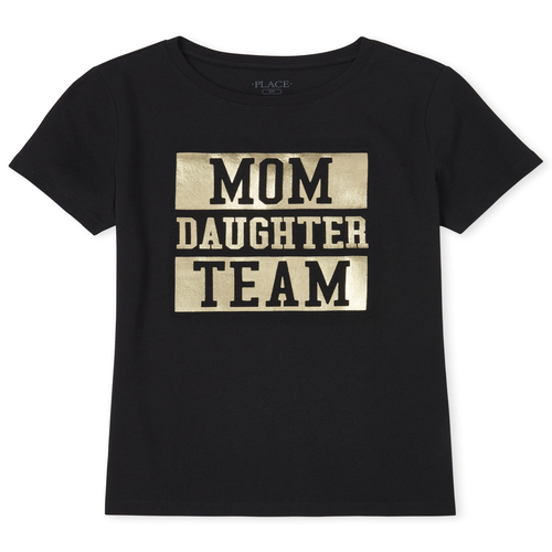 

Womens Matching Family Foil Team Graphic Tee - Black T-Shirt - The Children' Place