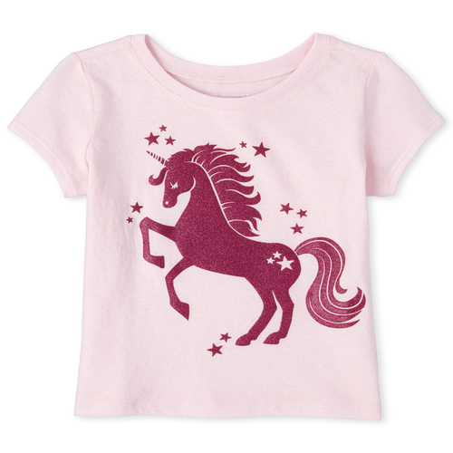 

s Baby And Toddler Glitter Unicorn Matching Graphic Tee - Pink T-Shirt - The Children's Place