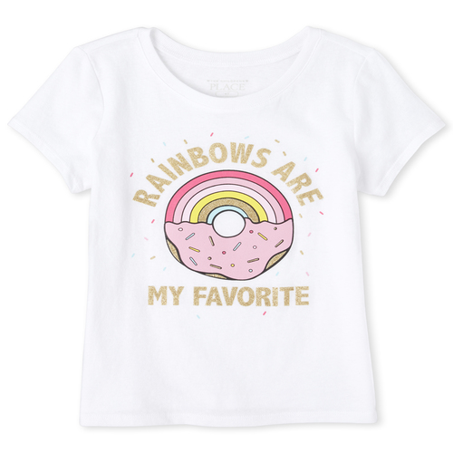 

s Baby And Toddler Glitter Rainbow Donut Graphic Tee - White T-Shirt - The Children's Place
