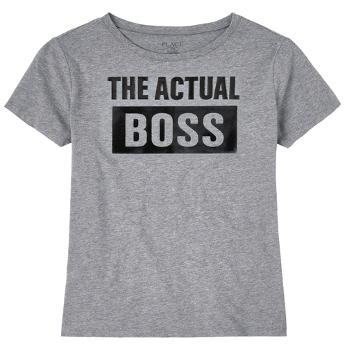 

s Womens Matching Family Boss Graphic Tee - Gray T-Shirt - The Children's Place