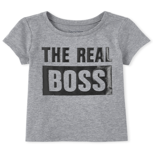 

s Baby And Toddler Matching Family Boss Graphic Tee - Gray T-Shirt - The Children's Place