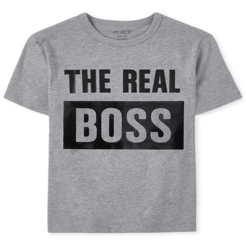 

Boys Boys Matching Family Boss Graphic Tee - Gray T-Shirt - The Children's Place