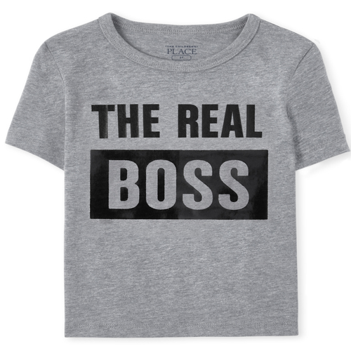 

s Baby And Toddler Boys Matching Family Boss Graphic Tee - Gray T-Shirt - The Children's Place