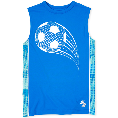 

s Boys Mix And Match Side Stripe Performance Muscle Tank Top - Blue - The Children's Place