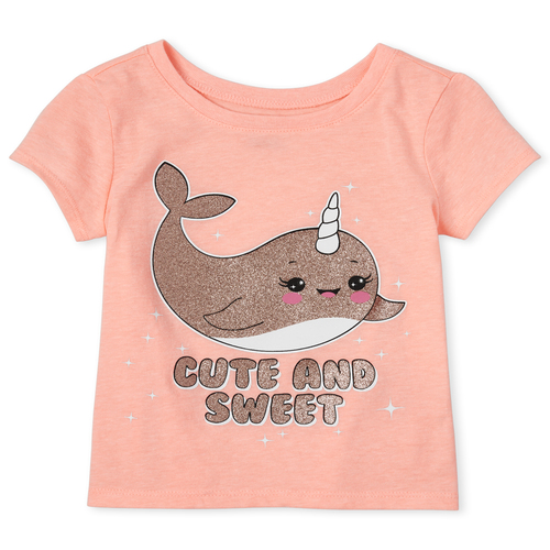 

s Baby And Toddler Glitter Narwhal Graphic Tee - Pink T-Shirt - The Children's Place