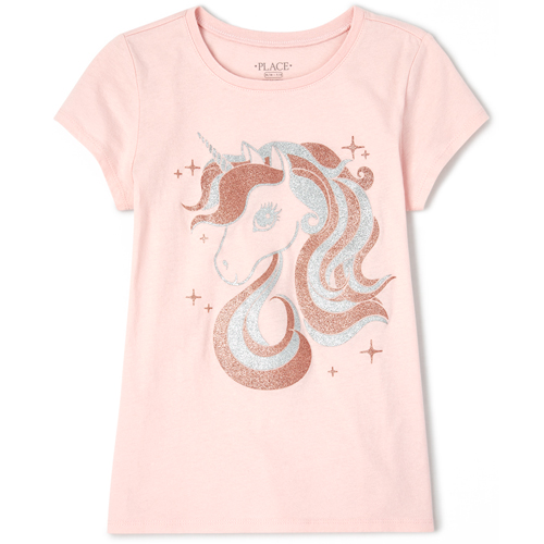 

Girls Glitter Unicorn Graphic Tee - Pink T-Shirt - The Children's Place