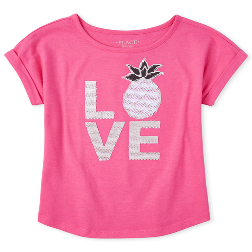 

Girls Flip Sequin Love Pineapple Top - Pink - The Children's Place