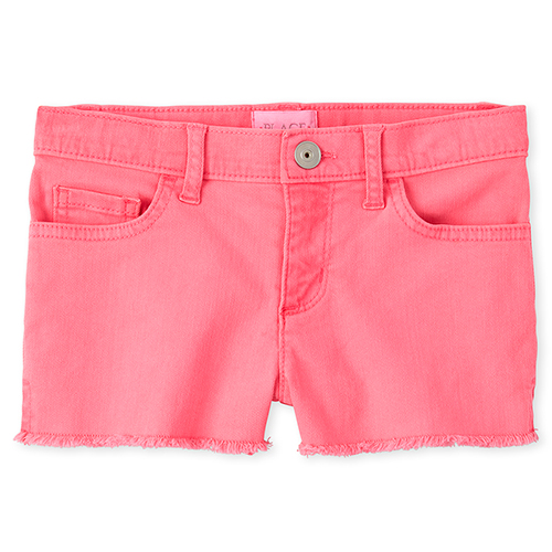 

s Frayed Hem Denim Shortie Shorts - Pink - The Children's Place