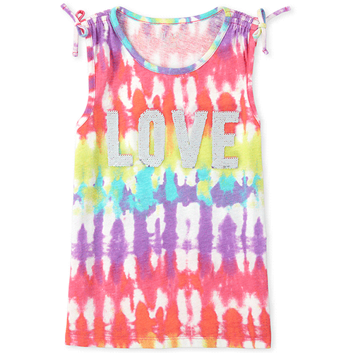 

Girls Flip Sequin Love Tie Dye Top - Pink - The Children's Place