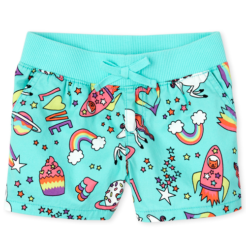 

Girls Print Pull On Shorts - Blue - The Children's Place