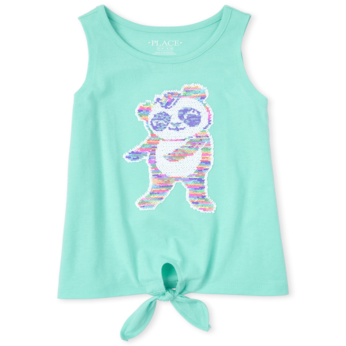 

Girls Flip Sequin Tie Front Tank Top - Blue - The Children's Place
