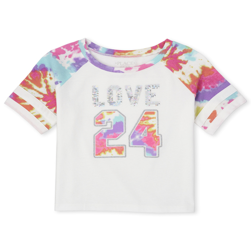 

Girls Active Tie Dye Love Raglan Top - White - The Children's Place
