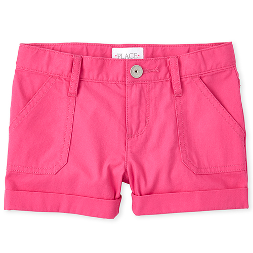 

s Roll Cuff Twill Shorts - Pink - The Children's Place