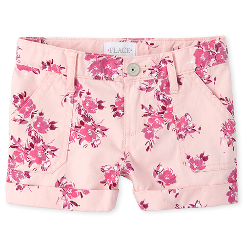 

Girls Floral Twill Shorts - Pink - The Children's Place