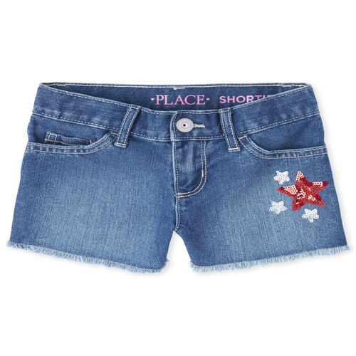 

s Americana Glitter Star Denim Shortie Shorts - The Children's Place