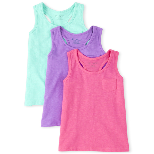 

Girls Pocket Racerback Tank Top 3-Pack - Multi - The Children's Place