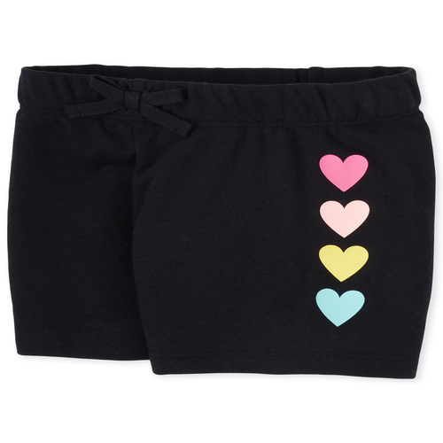 

Girls Active Rainbow Heart Side Stripe Shorts - Black - The Children's Place