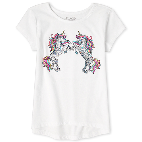 

Girls Sequin Unicorn Top - White - The Children's Place