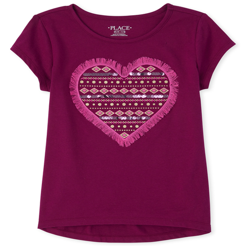 

Girls Embellished Butterfly High Low Top - Red - The Children's Place