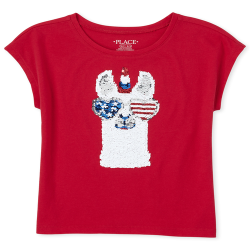 

Girls Americana Flip Sequin Llamacorn Top - Red - The Children's Place