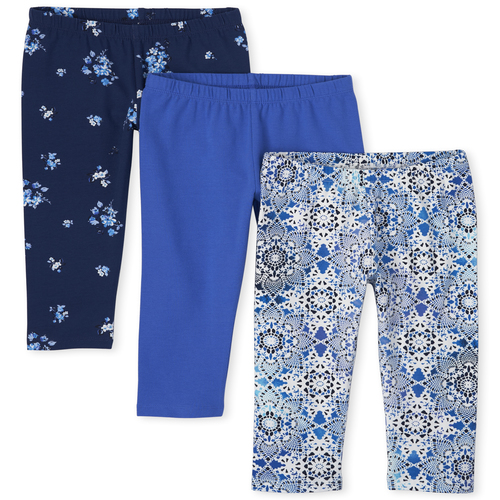 

Girls Print Capri Leggings 3-Pack - Blue - The Children's Place