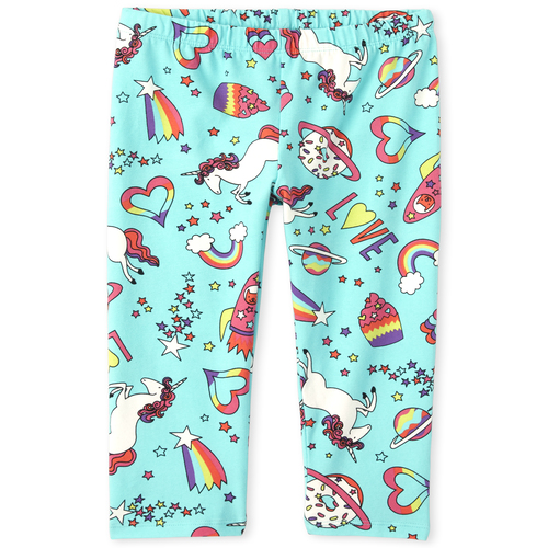 

Girls Unicorn Doodle Capri Leggings - Blue - The Children's Place