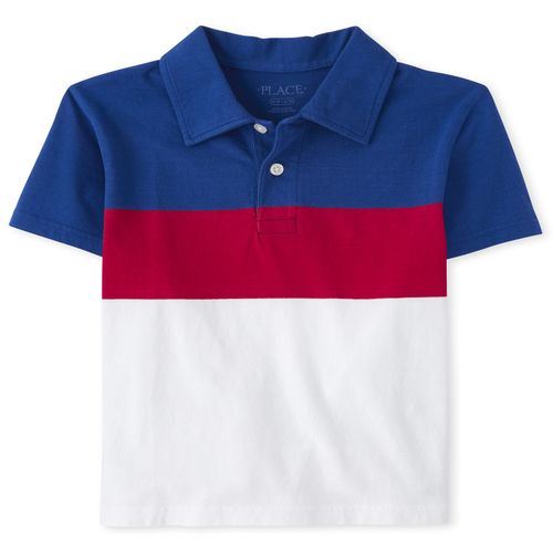 

s Boys Print Jersey Polo - Blue - The Children's Place